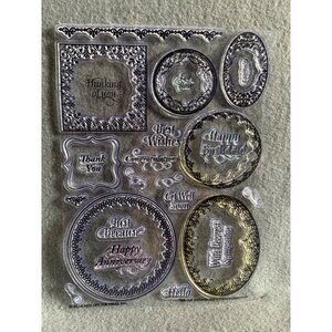 Hot Off the Press Framed Sentiment Clear Stamps